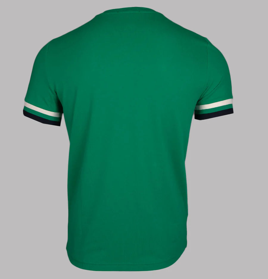 FRED PERRY BOLD TIPPED PIQUE COTTON T-SHIRT GREEN 2XL RRP £55 BNWT