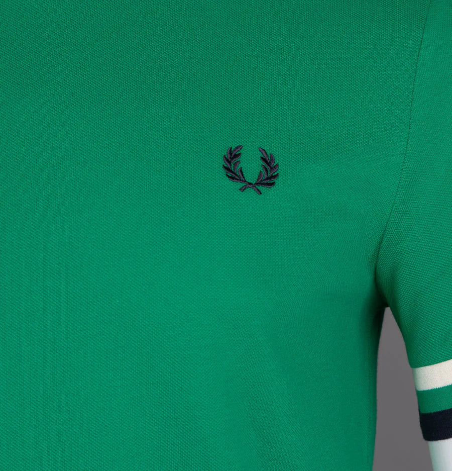 FRED PERRY BOLD TIPPED PIQUE COTTON T-SHIRT GREEN 2XL RRP £55 BNWT