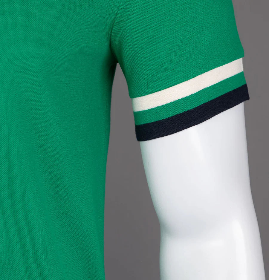 FRED PERRY BOLD TIPPED PIQUE COTTON T-SHIRT GREEN 2XL RRP £55 BNWT