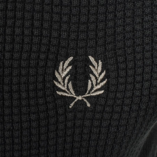 FRED PERRY WAFFLE KNITTED COTTON POLO SHIRT NIGHT GREEN K8555 2XL RRP £100 BNWT