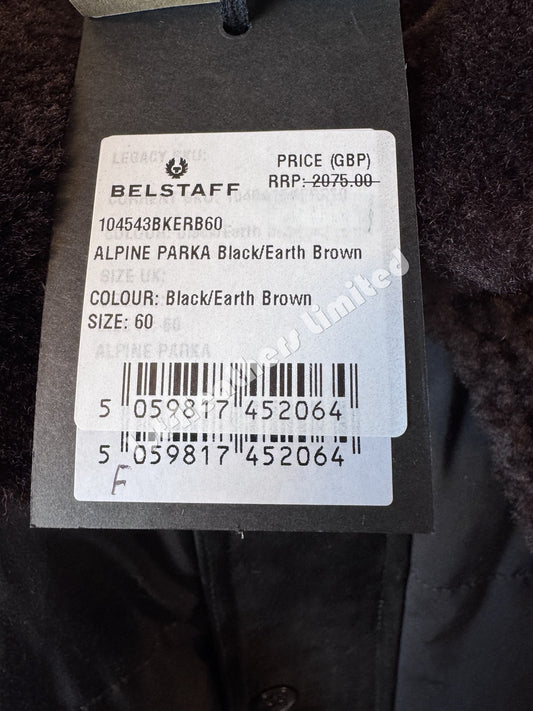 BELSTAFF ALPINE MIXED MEDIA PARKA JACKET BLACK/EARTH BROWN UK50 5XL RRP £2075 BNWT
