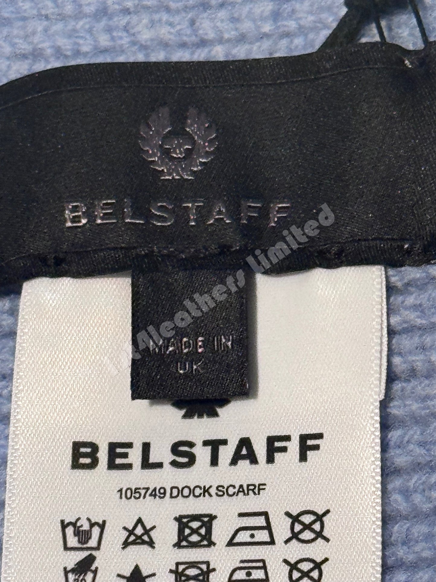 BELSTAFF PHOENIX LOGO WOOL DOCK SCARF SKY BLUE MADE IN UK RRP £100 BNWT