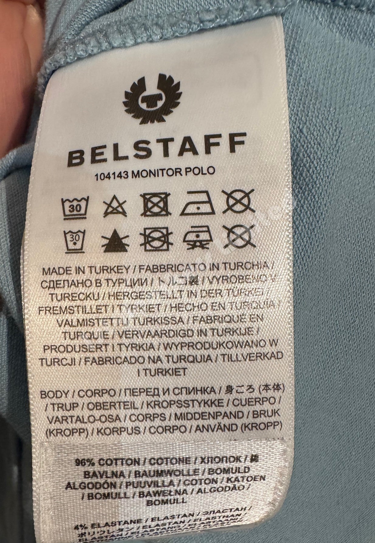 BELSTAFF MONITOR MICRO PIQUE COTTON POLO SHIRT SKYLINE BLUE RRP £110 BNWT