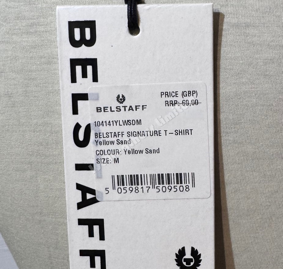 BELSTAFF SIGNATURE COTTON T-SHIRT YELLOW SAND RRP £60 BNWT