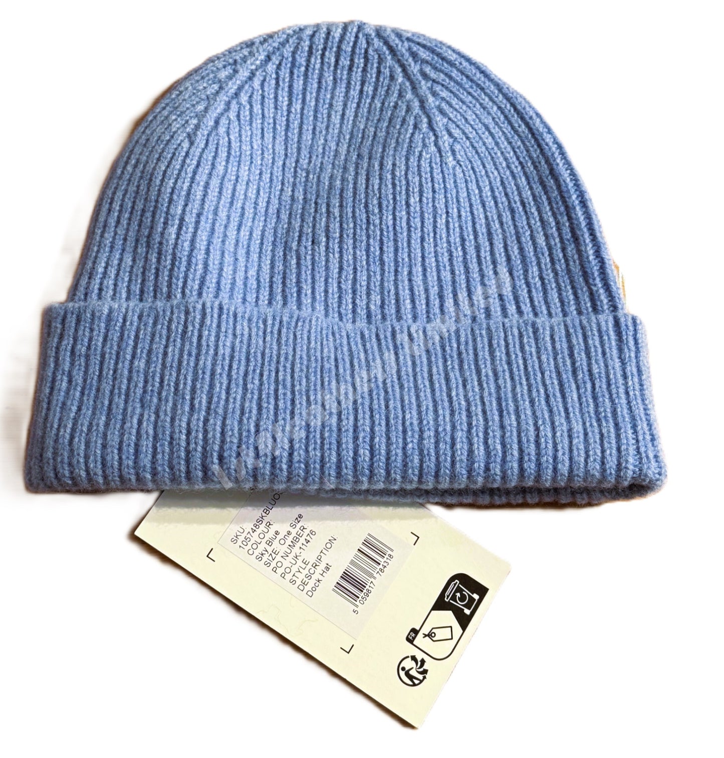 BELSTAFF PHOENIX LOGO WOOL DOCK BEANIE HAT SKY BLUE MADE IN UK RRP £70 BNWT