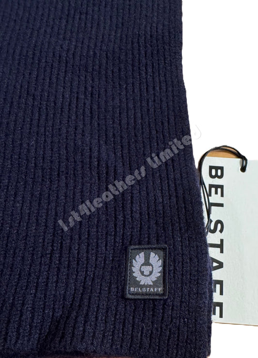 BELSTAFF PHOENIX LOGO 100% WOOL DOCK SCARF DARK INK NAVY MADE IN UK RRP £100 NEW