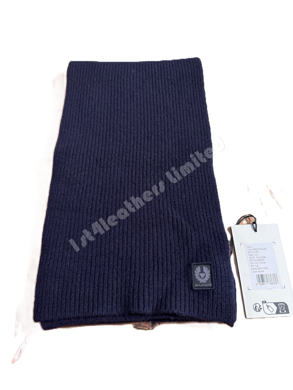 BELSTAFF PHOENIX LOGO WOOL DOCK SCARF DARK INK NAVY MADE IN UK RRP £100 BNWT