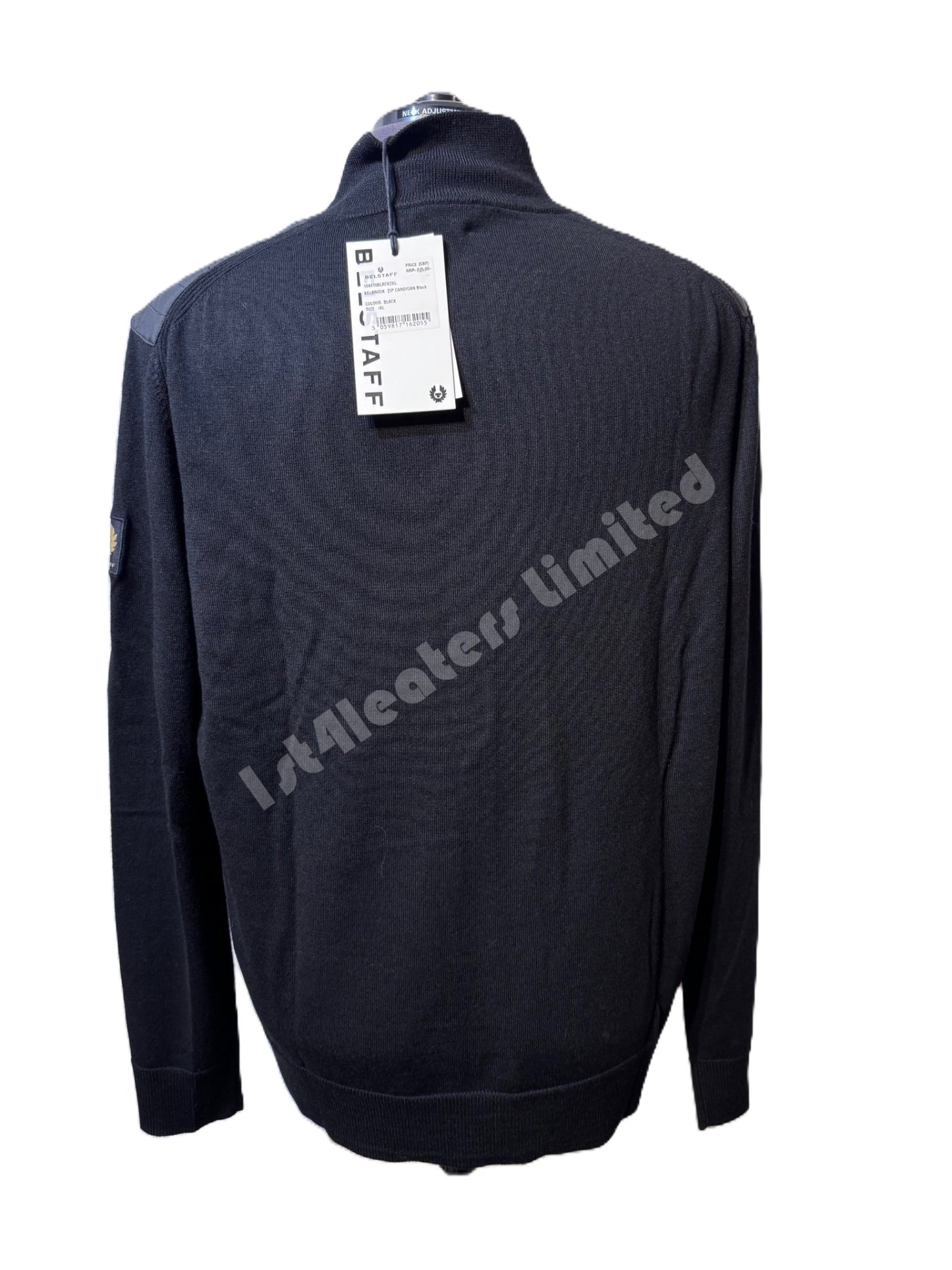 BELSTAFF KELBROOK MIXED MEDIA ZIPPED CARDIGAN JUMPER BLACK RRP £275 BNWT