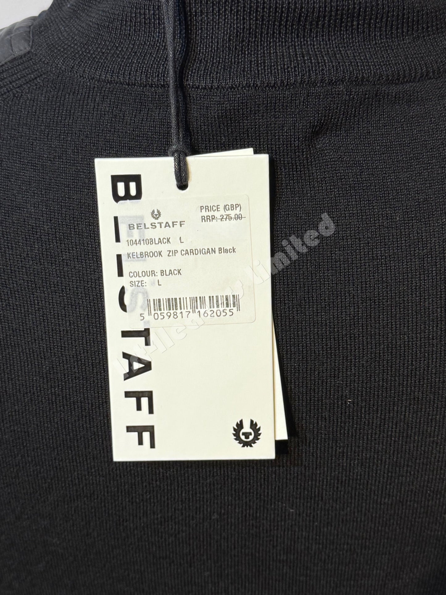 BELSTAFF KELBROOK MIXED MEDIA ZIPPED CARDIGAN JUMPER BLACK RRP £275 BNWT