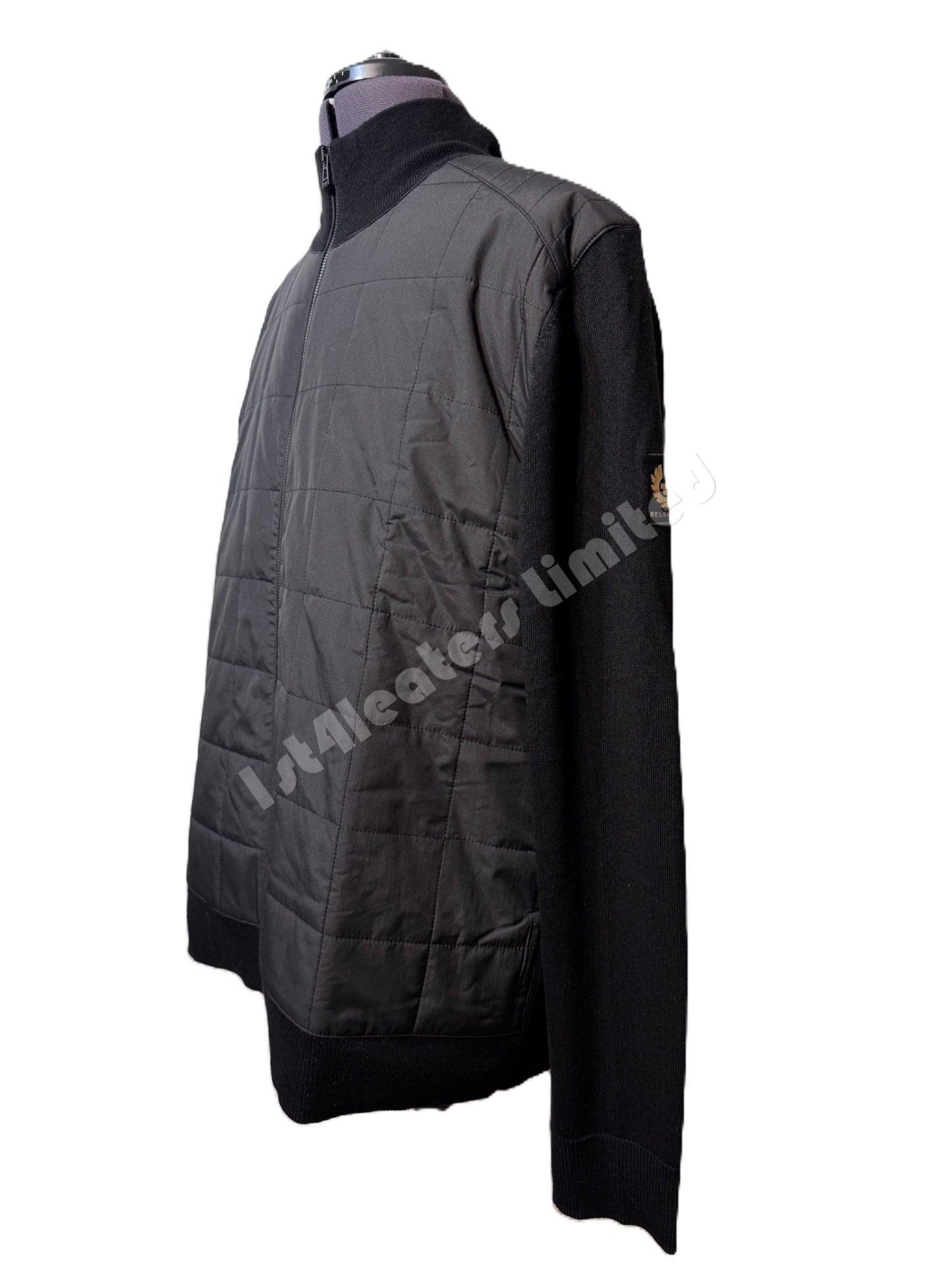 BELSTAFF KELBROOK MIXED MEDIA ZIPPED CARDIGAN JUMPER BLACK RRP £275 BNWT