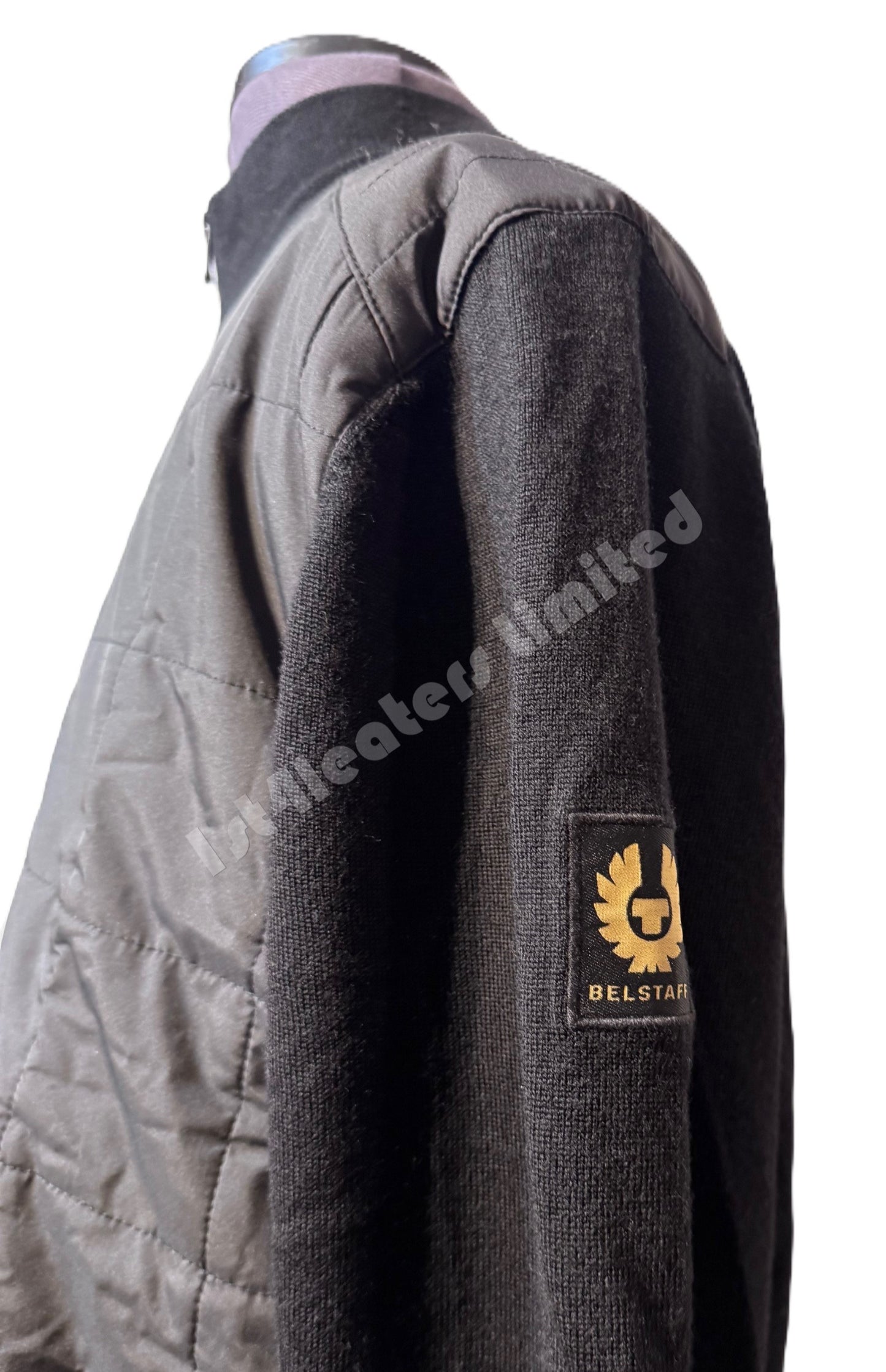 BELSTAFF KELBROOK MIXED MEDIA ZIPPED CARDIGAN JUMPER BLACK RRP £275 BNWT