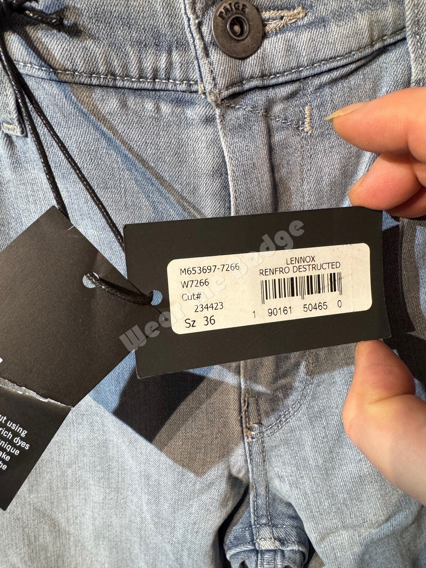 PAIGE LENNOX RENFRO DESTRUCTED SLIM FIT STRAIGHT LEG JEANS 36 REG RRP £235 BNWT