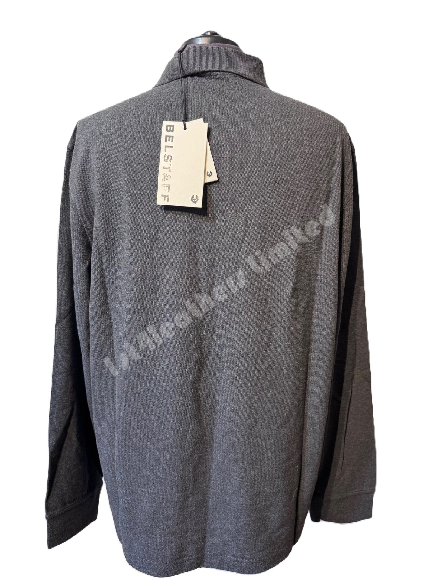 BELSTAFF PIQUE COTTON LONG SLEEVE POLO SHIRT CHARCOAL HEATHER RRP £120 BNWT