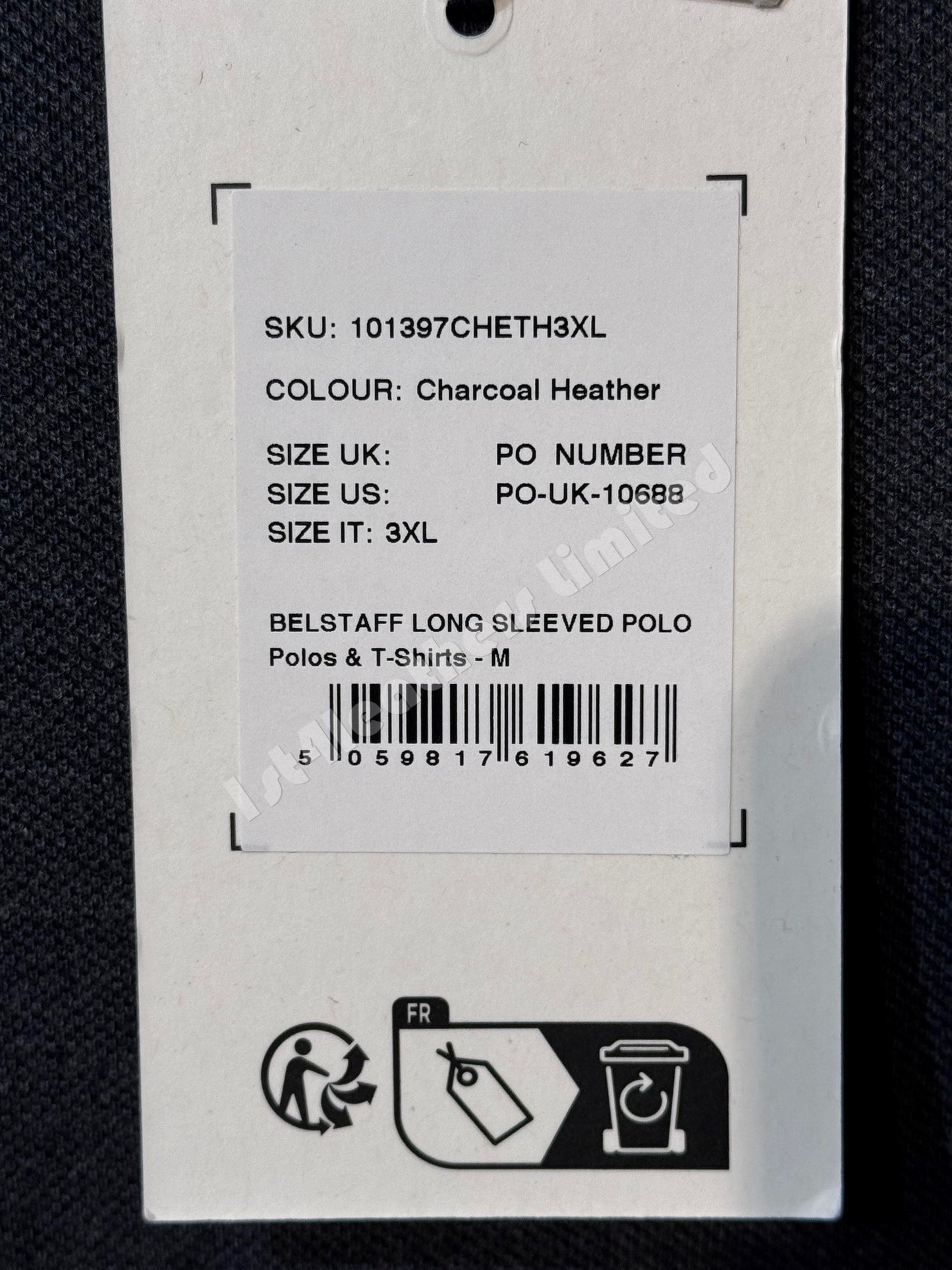 BELSTAFF PIQUE COTTON LONG SLEEVE POLO SHIRT CHARCOAL HEATHER RRP £120 BNWT