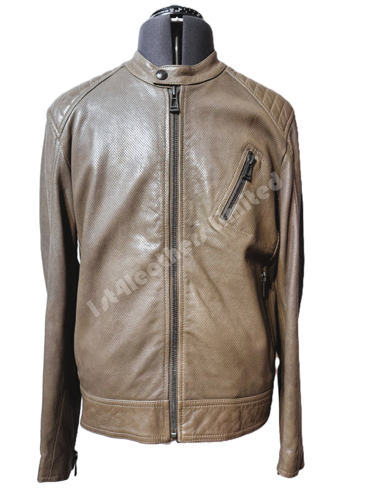 BELSTAFF V RACER AIR PERFORATED LAMB LEATHER JACKET FATIGUE BROWN RRP £895 BNWT