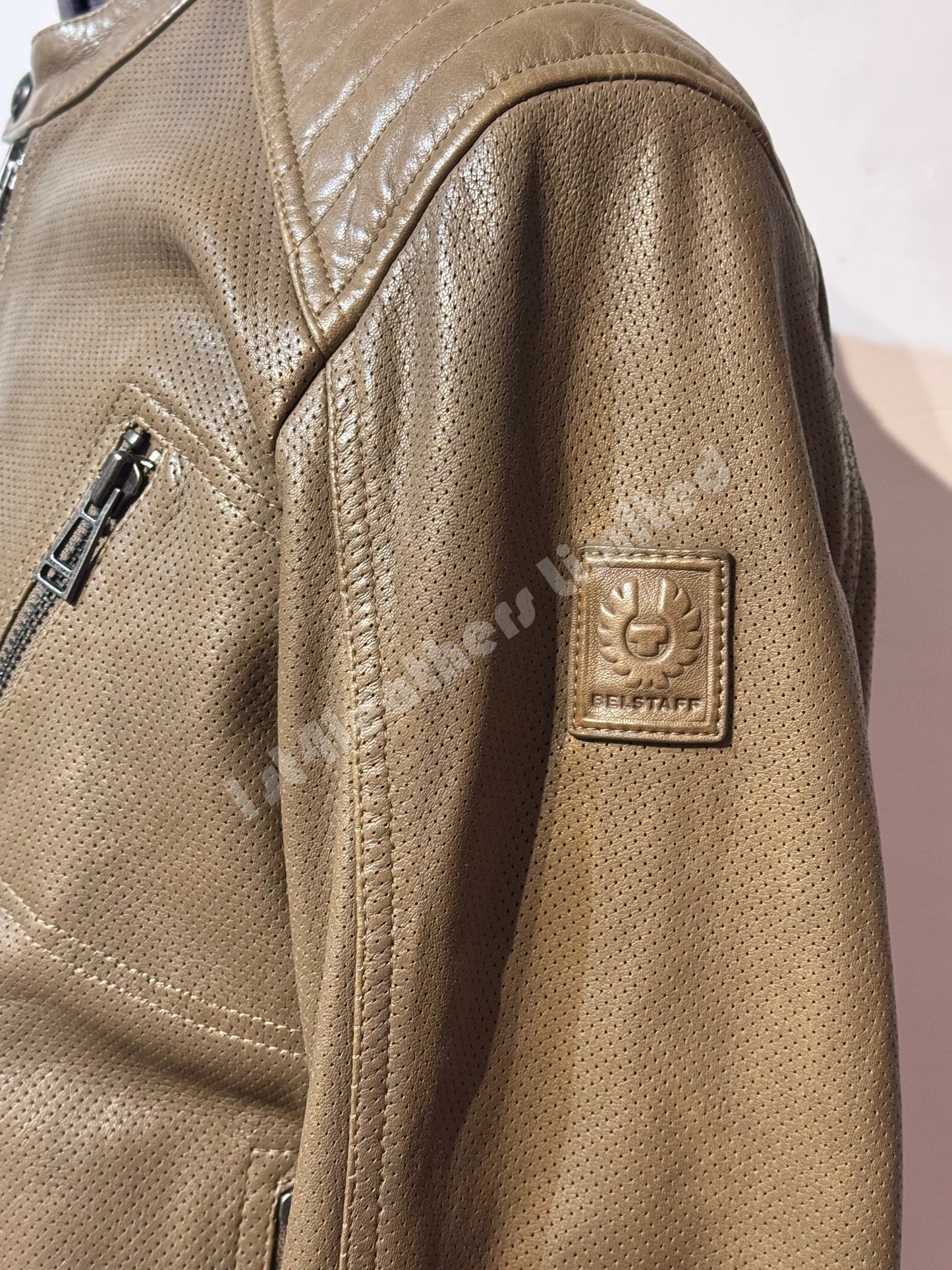 BELSTAFF V RACER AIR PERFORATED LAMB LEATHER JACKET FATIGUE BROWN RRP £895 BNWT