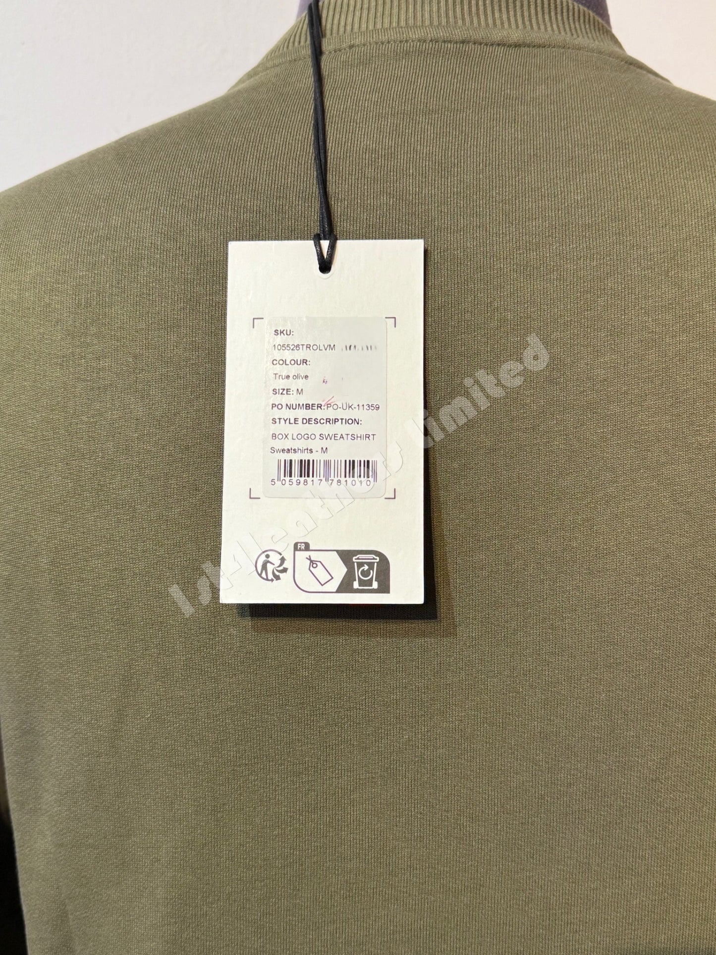 BELSTAFF BOX LOGO CREW NECK SWEATSHIRT TRUE OLIVE RRP £140 BNWT