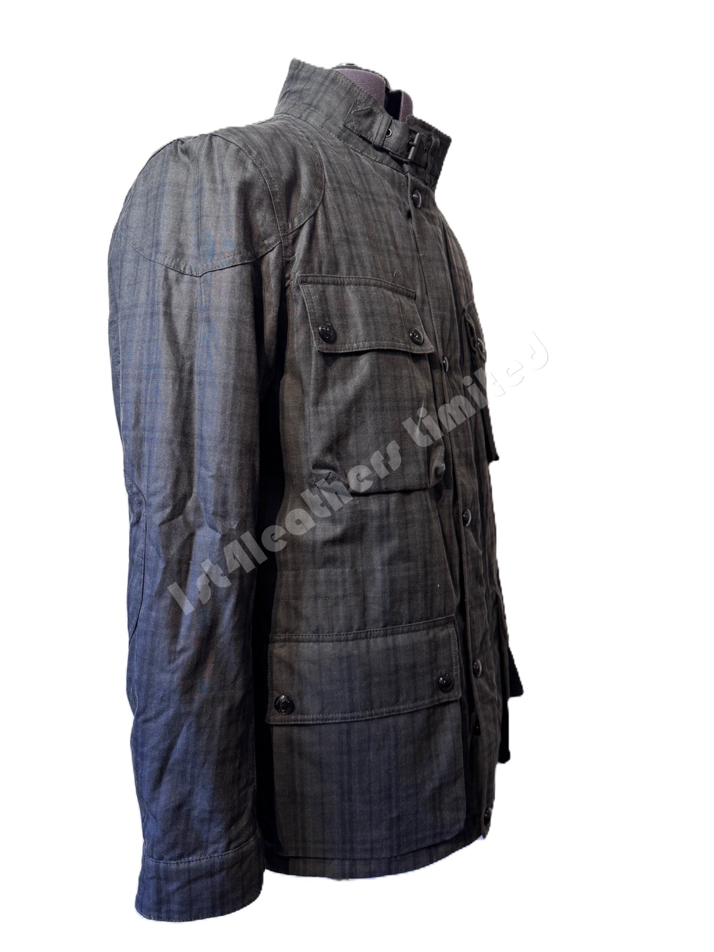 BELSTAFF FIELDMASTER WAX COTTON BIKER JACKET CHARCOAL/BLACK HOLLINGWORTH PLAID RRP £550 BNWT