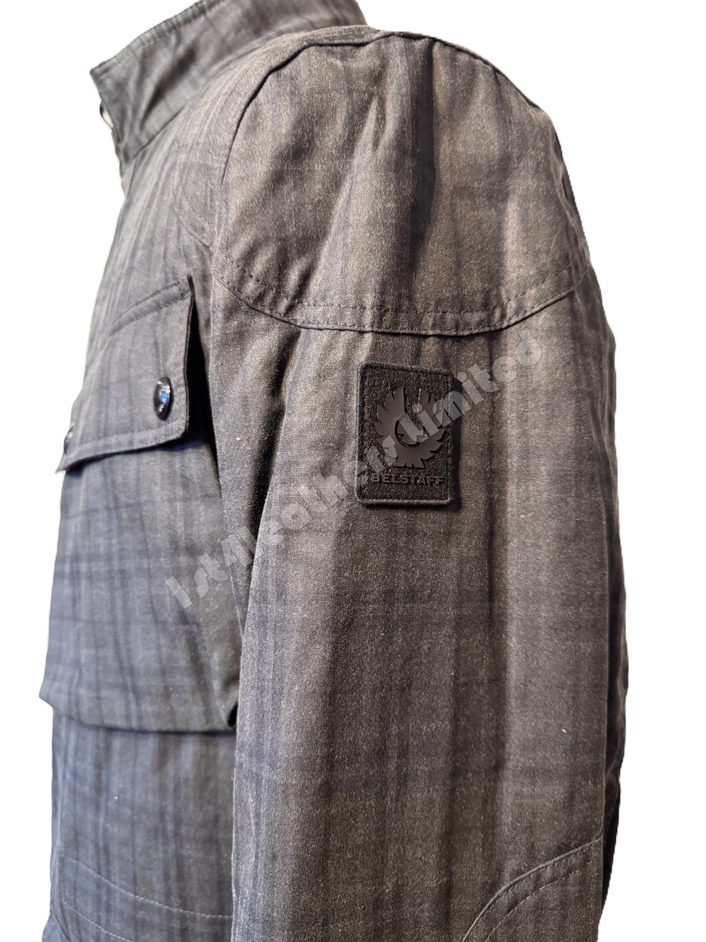 BELSTAFF FIELDMASTER WAX COTTON BIKER JACKET CHARCOAL/BLACK HOLLINGWORTH PLAID RRP £550 BNWT