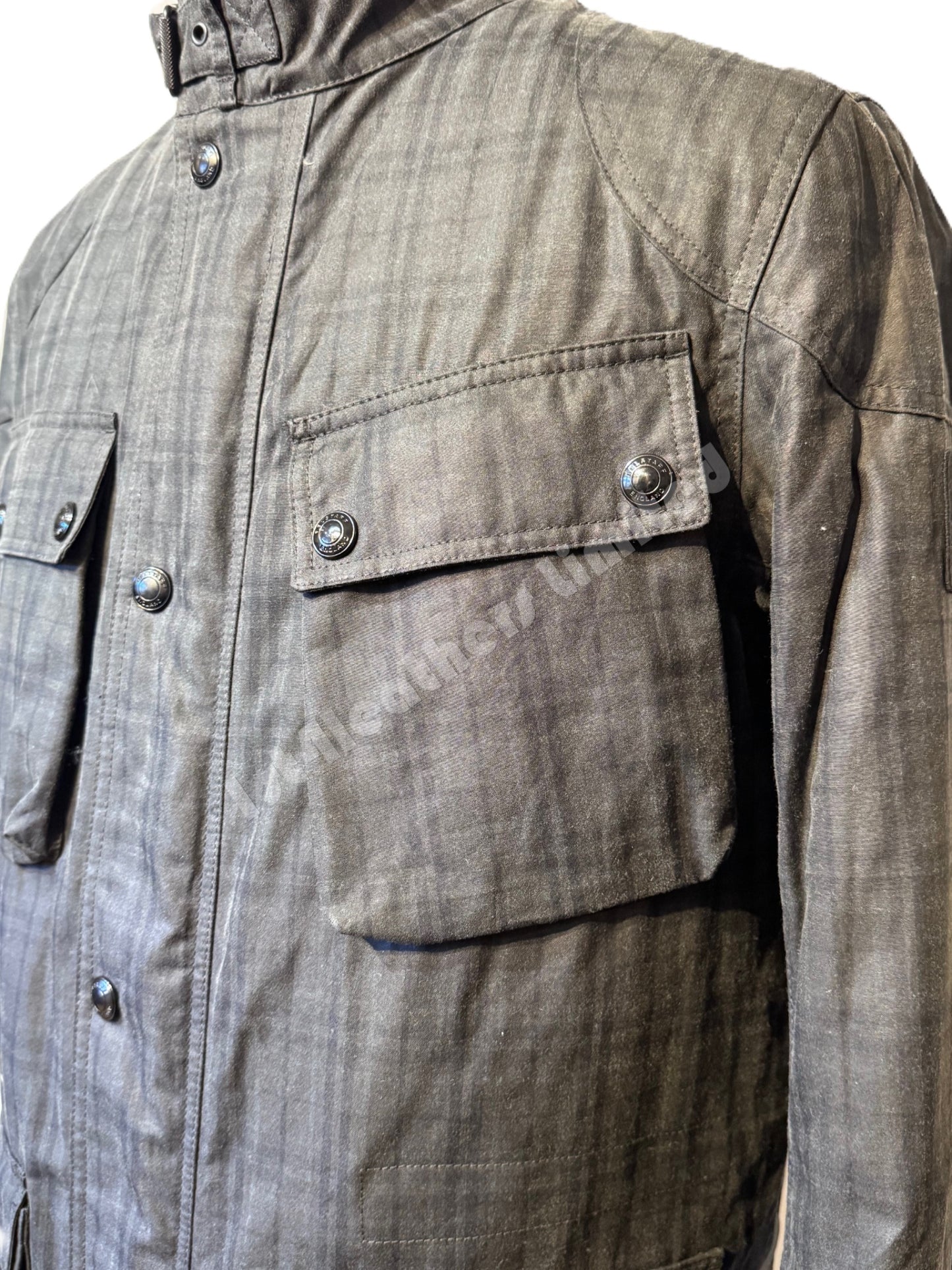 BELSTAFF FIELDMASTER WAX COTTON BIKER JACKET CHARCOAL/BLACK HOLLINGWORTH PLAID RRP £550 BNWT