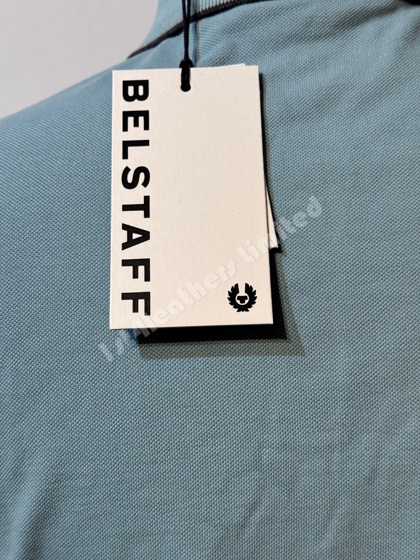 BELSTAFF TIPPED PIQUE COTTON POLO SHIRT OIL BLUE RRP £95 BNWT