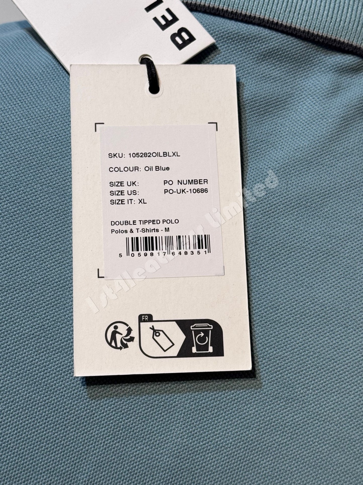 BELSTAFF TIPPED PIQUE COTTON POLO SHIRT OIL BLUE RRP £95 BNWT