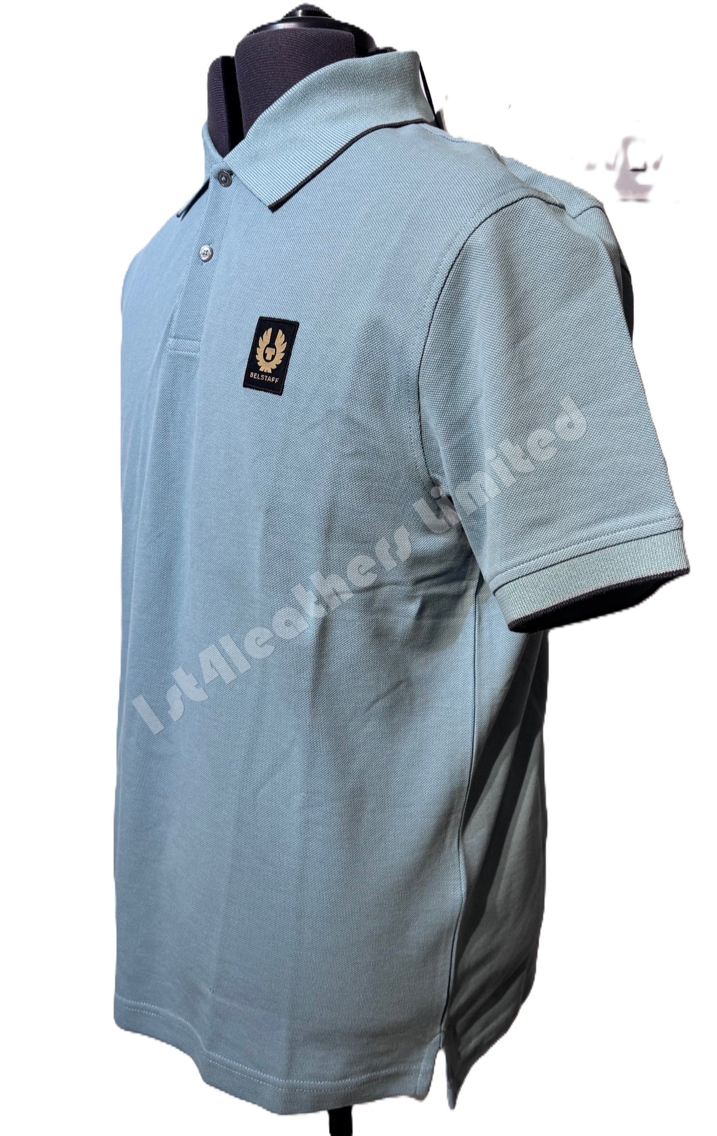 BELSTAFF TIPPED PIQUE COTTON POLO SHIRT OIL BLUE RRP £95 BNWT