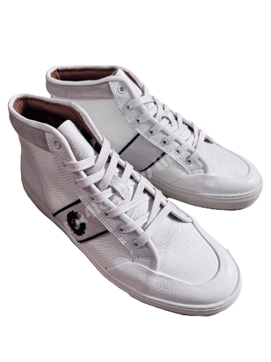 BELSTAFF PHOENIX HIGH TOP CALF LEATHER TRAINERS SNEAKERS WHITE RRP £275 NEW