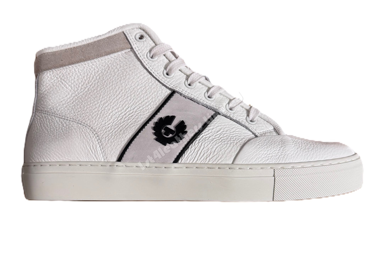 BELSTAFF PHOENIX HIGH TOP CALF LEATHER TRAINERS SNEAKERS WHITE RRP £275 NEW