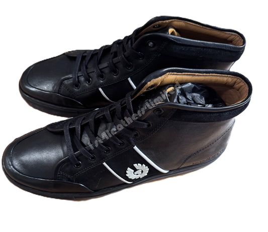 BELSTAFF PHOENIX HIGH TOP CALF LEATHER TRAINERS SNEAKERS BLACK RRP £275 NEW