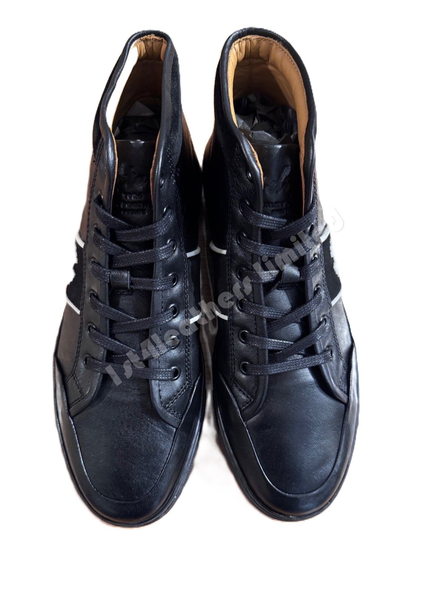 BELSTAFF PHOENIX HIGH TOP CALF LEATHER TRAINERS SNEAKERS BLACK RRP £275 NEW