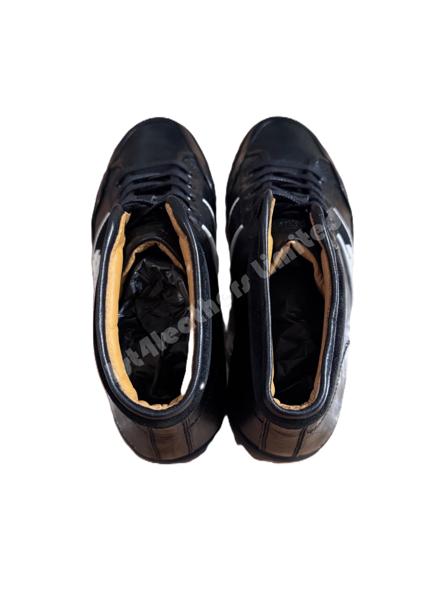 BELSTAFF PHOENIX HIGH TOP CALF LEATHER TRAINERS SNEAKERS BLACK RRP £275 NEW