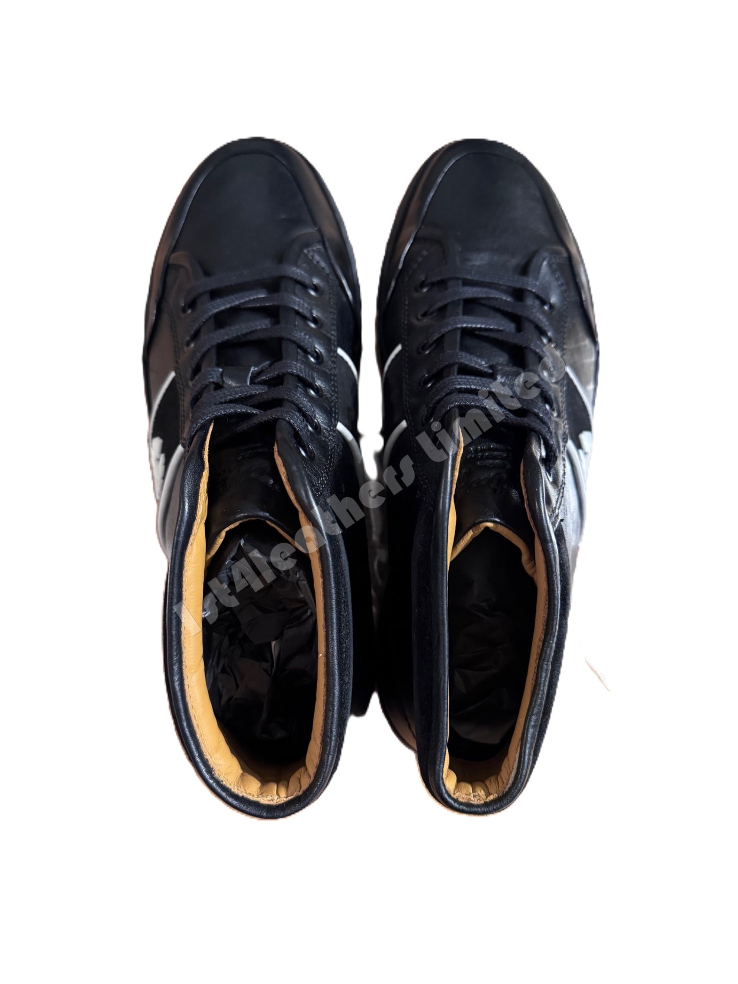 BELSTAFF PHOENIX HIGH TOP CALF LEATHER TRAINERS SNEAKERS BLACK RRP £275 NEW