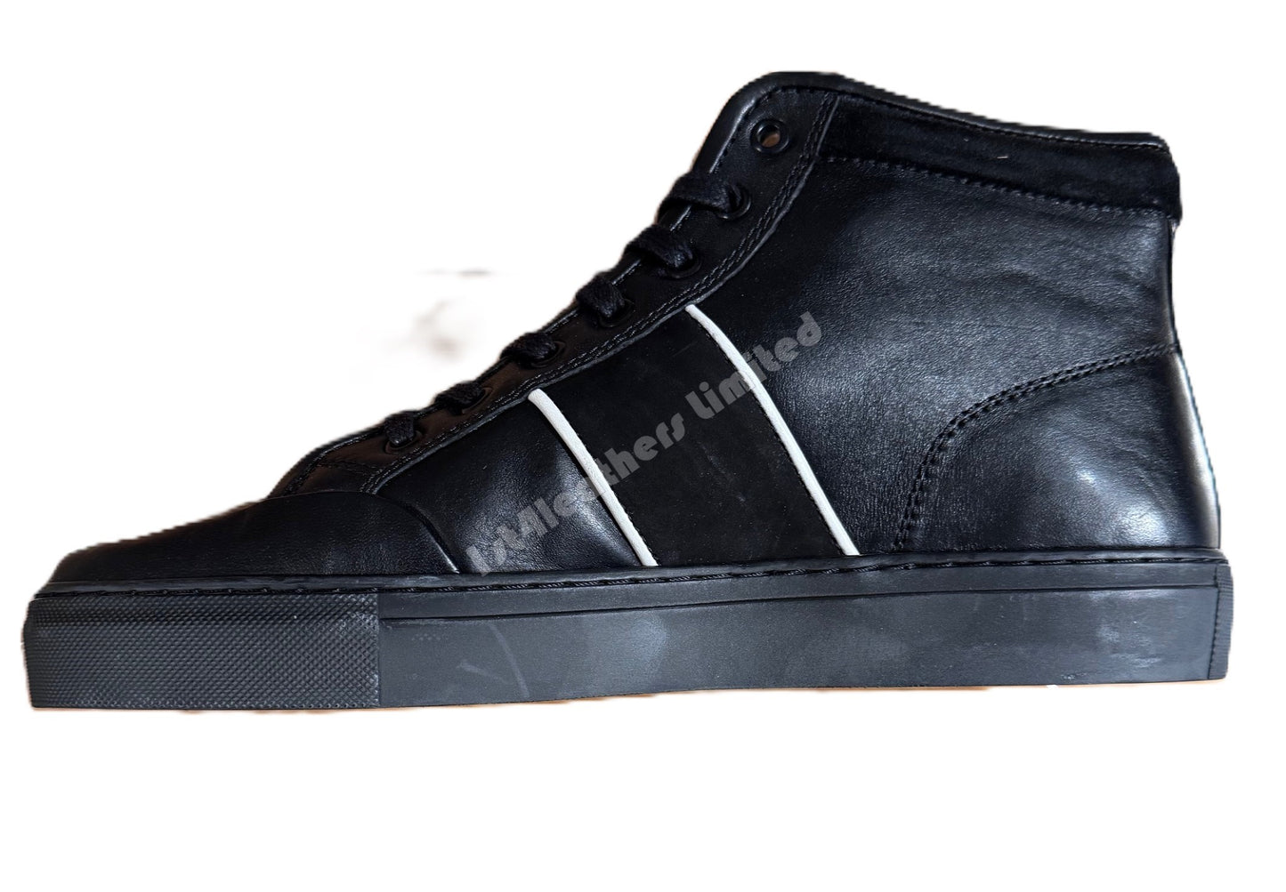 BELSTAFF PHOENIX HIGH TOP CALF LEATHER TRAINERS SNEAKERS BLACK RRP £275 NEW