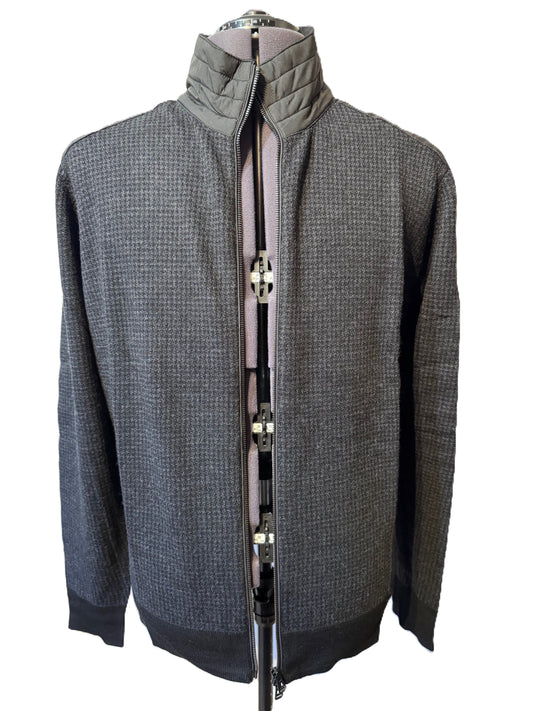 BELSTAFF KELBY WOOL ZIP CARDIGAN BLACK CHARCOAL HOUNDSTOOTH RRP £275 BNWT
