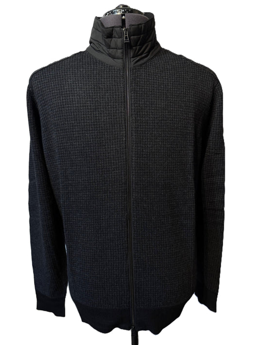 BELSTAFF KELBY WOOL ZIP CARDIGAN BLACK CHARCOAL HOUNDSTOOTH RRP £275 BNWT