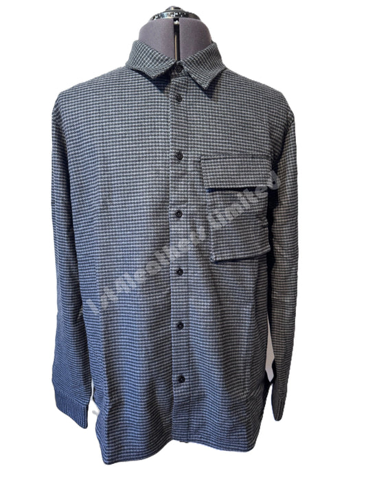 BELSTAFF SCALE HOUNDSTOOTH PATTERN COTTON SHIRT BLACK/CHARCOAL RRP £195 BNWT