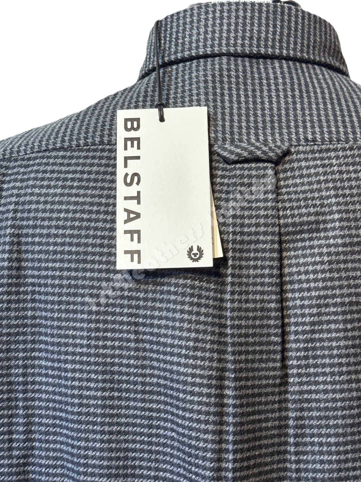 BELSTAFF SCALE HOUNDSTOOTH PATTERN COTTON SHIRT BLACK/CHARCOAL RRP £195 BNWT