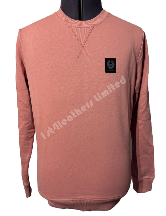 BELSTAFF JEFFERSON CREW NECK COTTON SWEATSHIRT RUST PINK RRP £150 BNWT