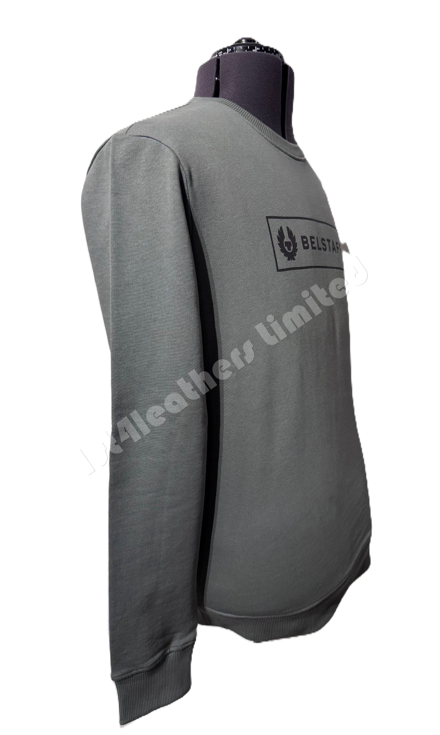 BELSTAFF BOX LOGO CREW NECK SWEATSHIRT MINERAL GREEN RRP £140 BNWT