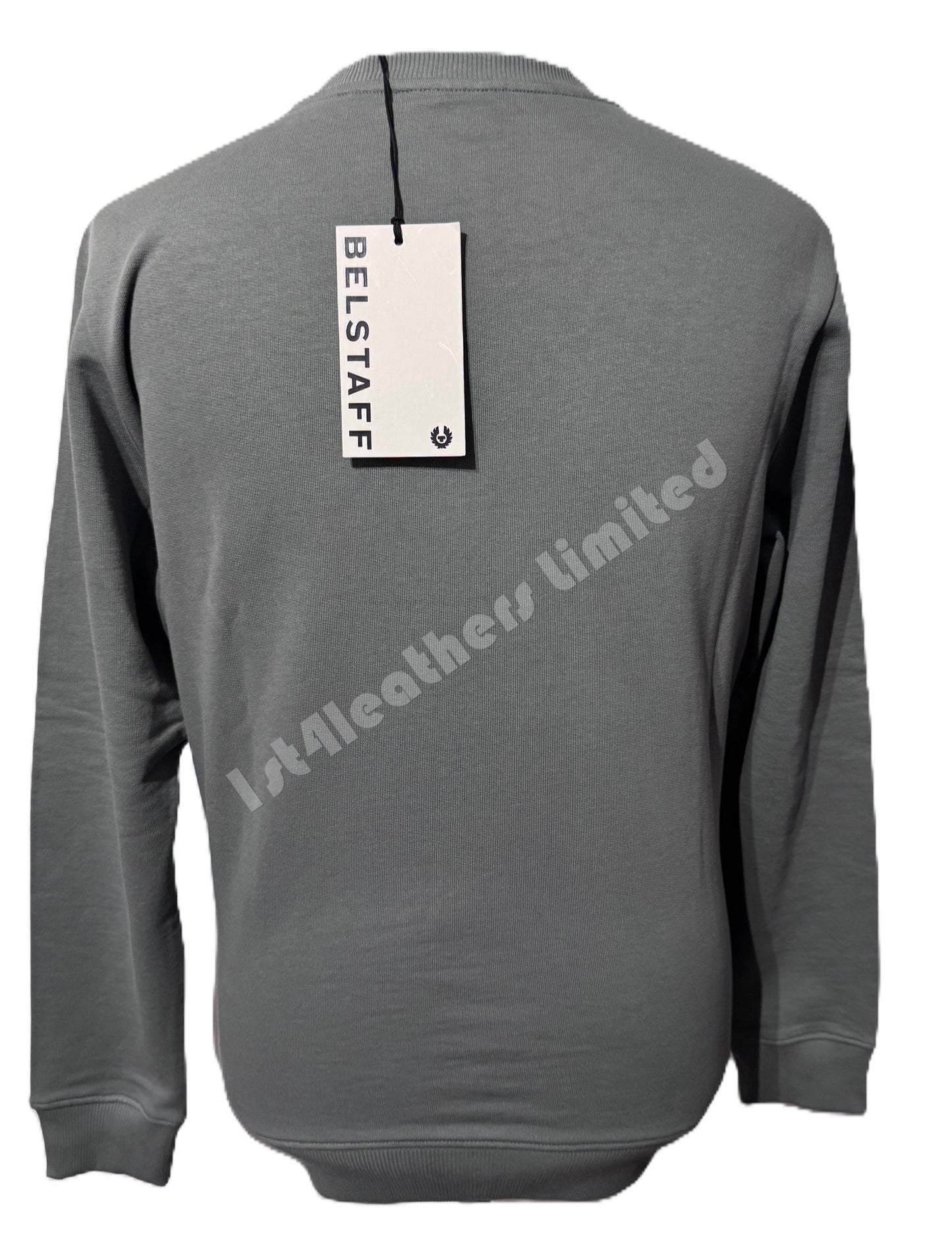 BELSTAFF BOX LOGO CREW NECK SWEATSHIRT MINERAL GREEN RRP £140 BNWT