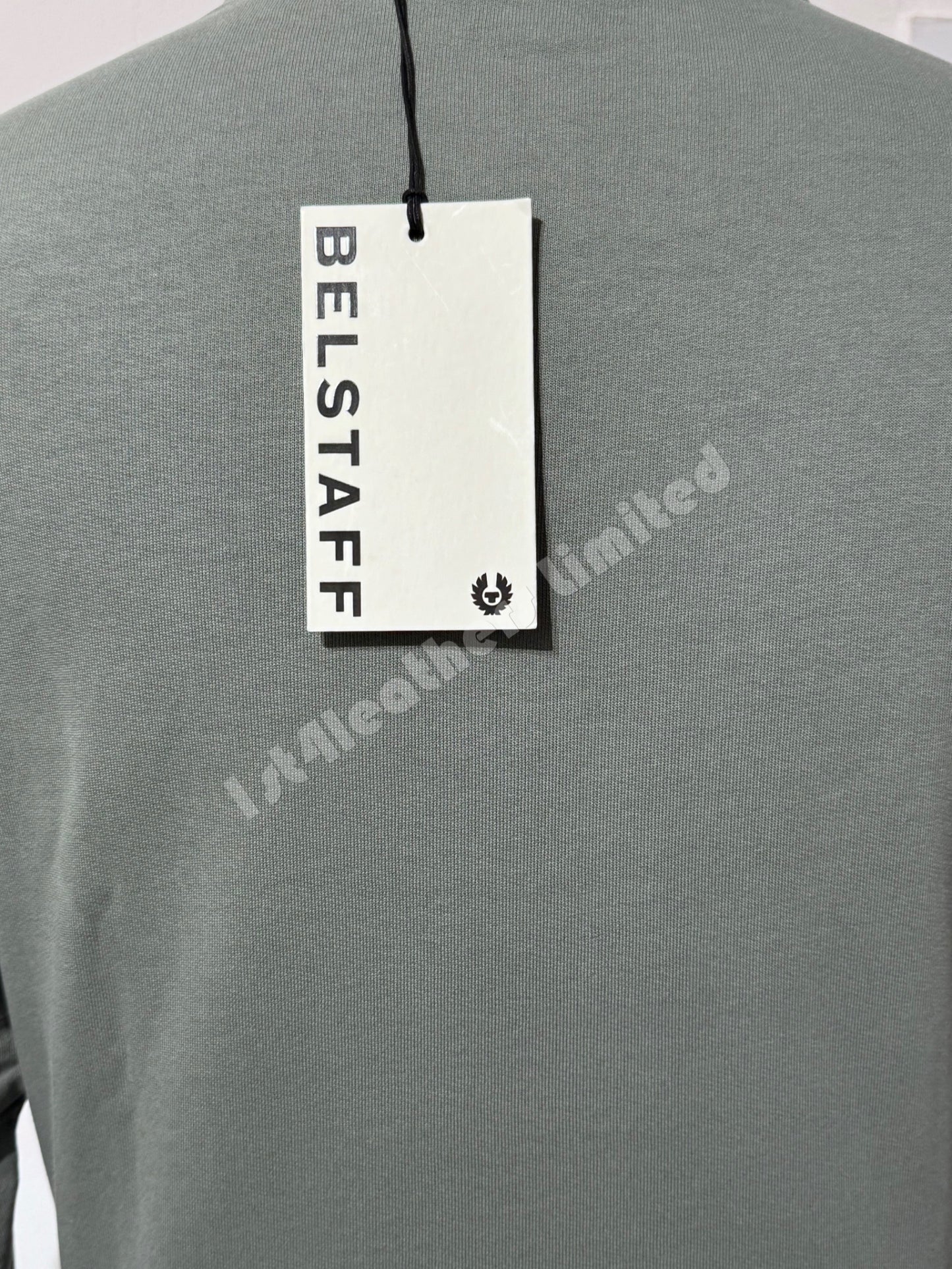 BELSTAFF BOX LOGO CREW NECK SWEATSHIRT MINERAL GREEN RRP £140 BNWT