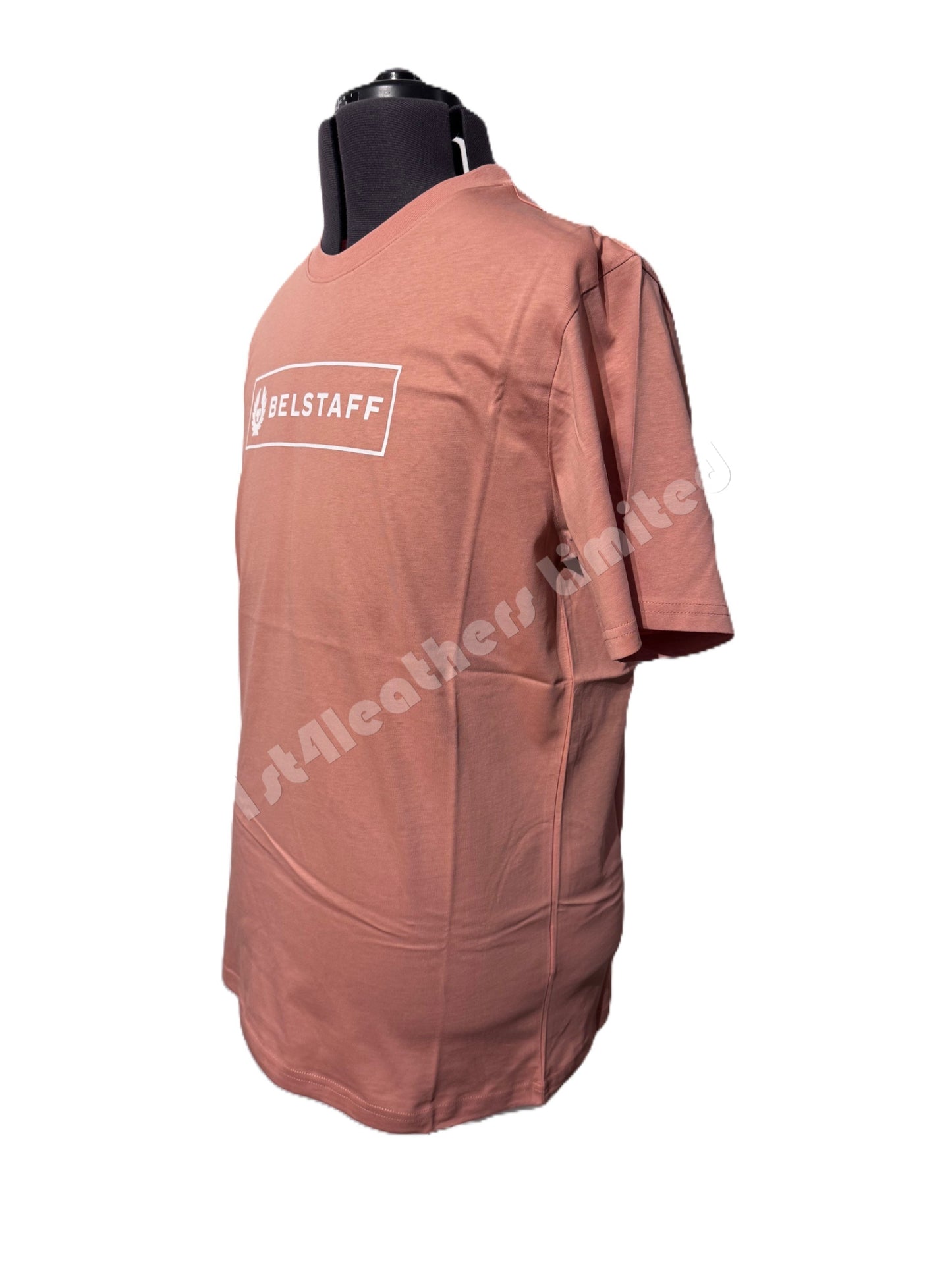 BELSTAFF BOX LOGO COTTON T-SHIRT RUST PINK  RRP £60 BNWT