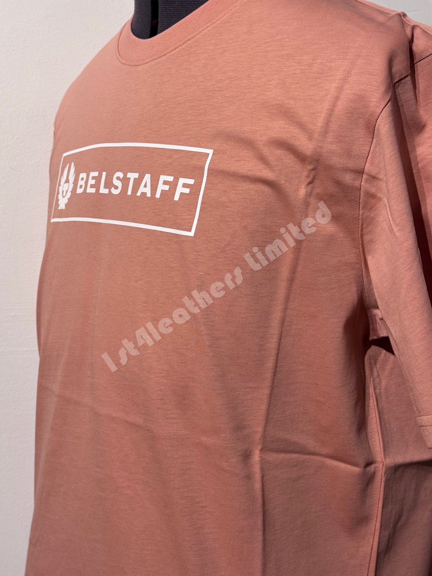 BELSTAFF BOX LOGO COTTON T-SHIRT RUST PINK  RRP £60 BNWT