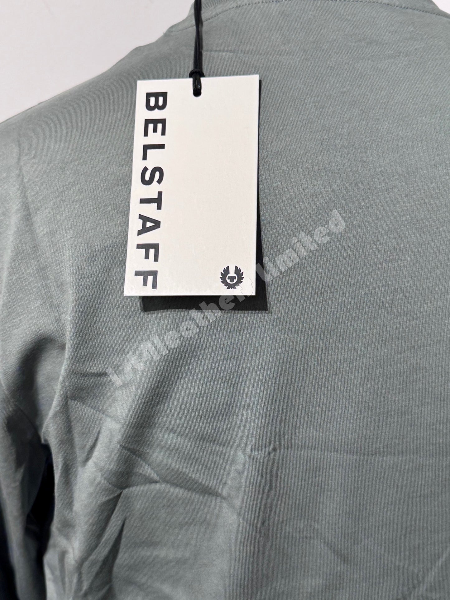 BELSTAFF THOM LONG SLEEVE COTTON POCKET T-SHIRT MINERAL GREEN RRP £75 BNWT