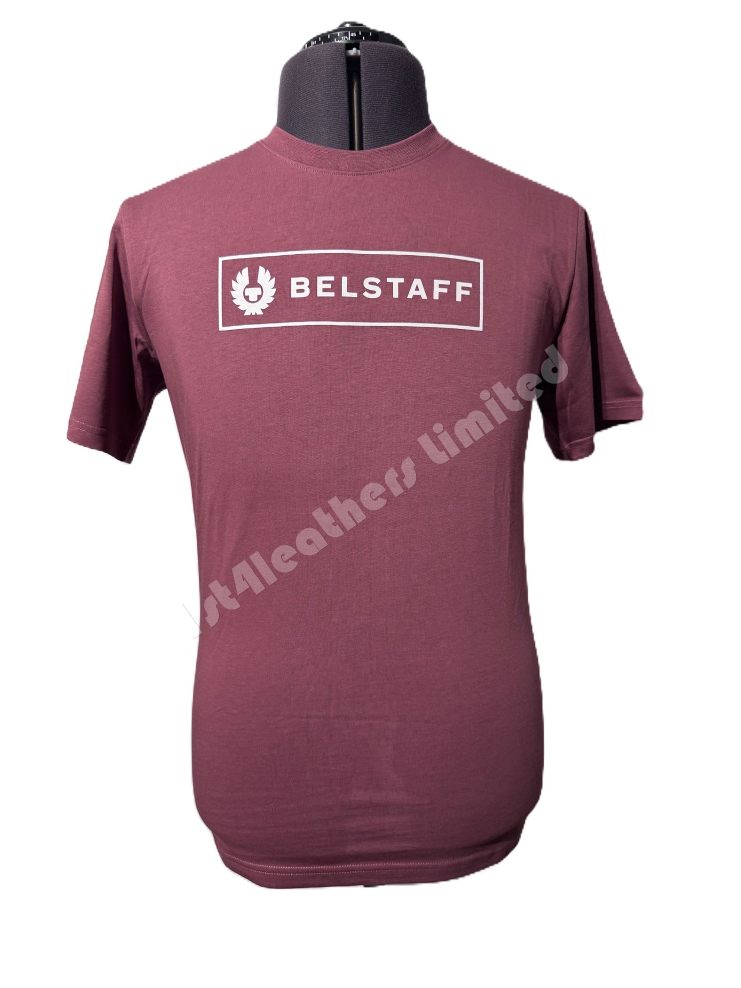 BELSTAFF BOX LOGO COTTON T-SHIRT MULBERRY MEDIUM RRP £60 BNWT