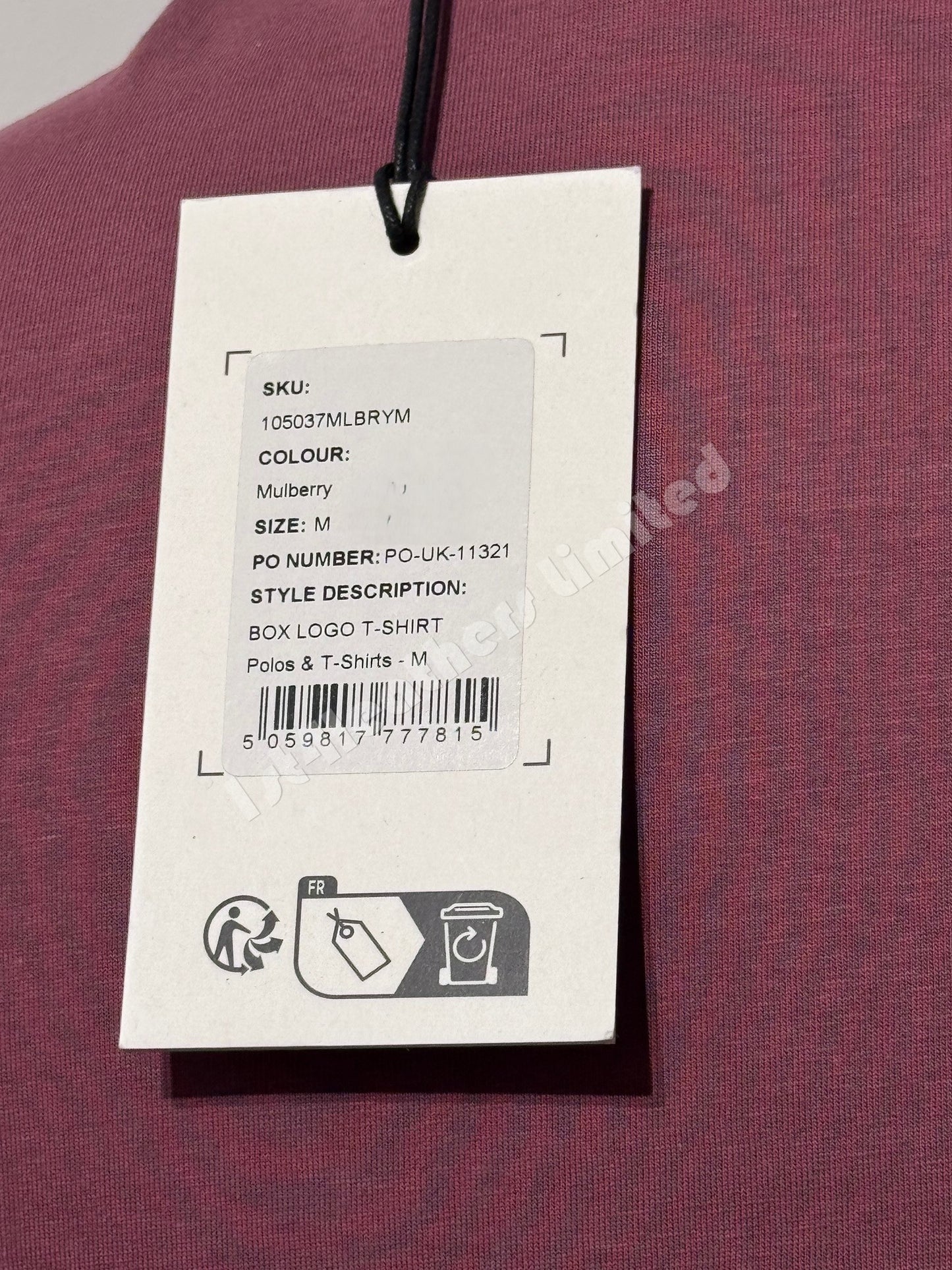 BELSTAFF BOX LOGO COTTON T-SHIRT MULBERRY MEDIUM RRP £60 BNWT