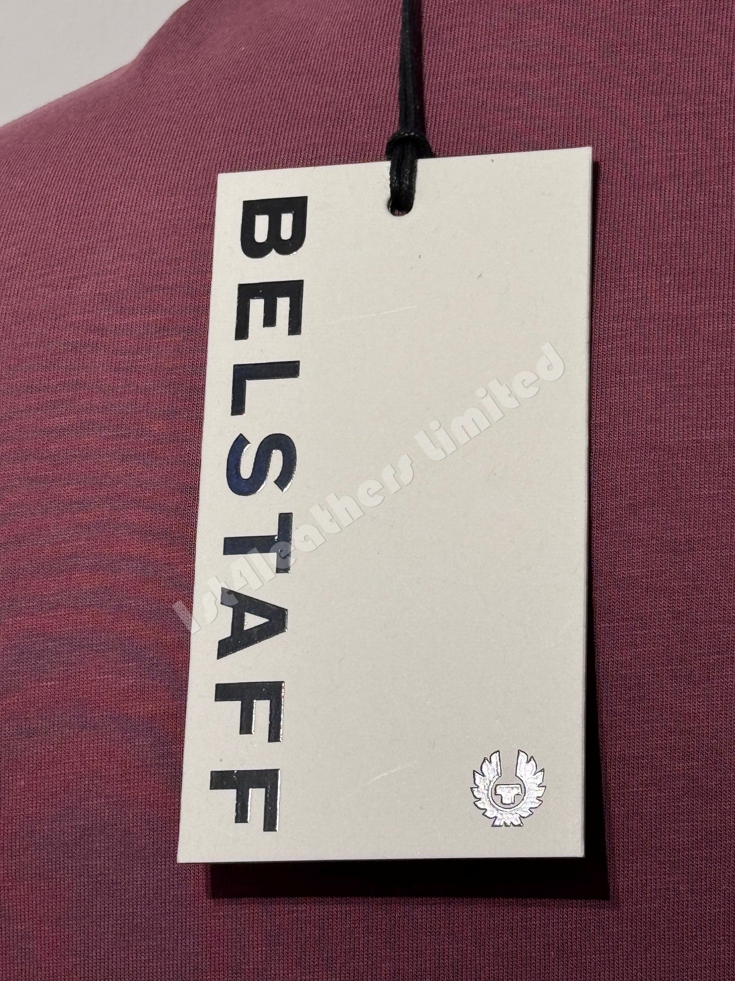 BELSTAFF BOX LOGO COTTON T-SHIRT MULBERRY MEDIUM RRP £60 BNWT