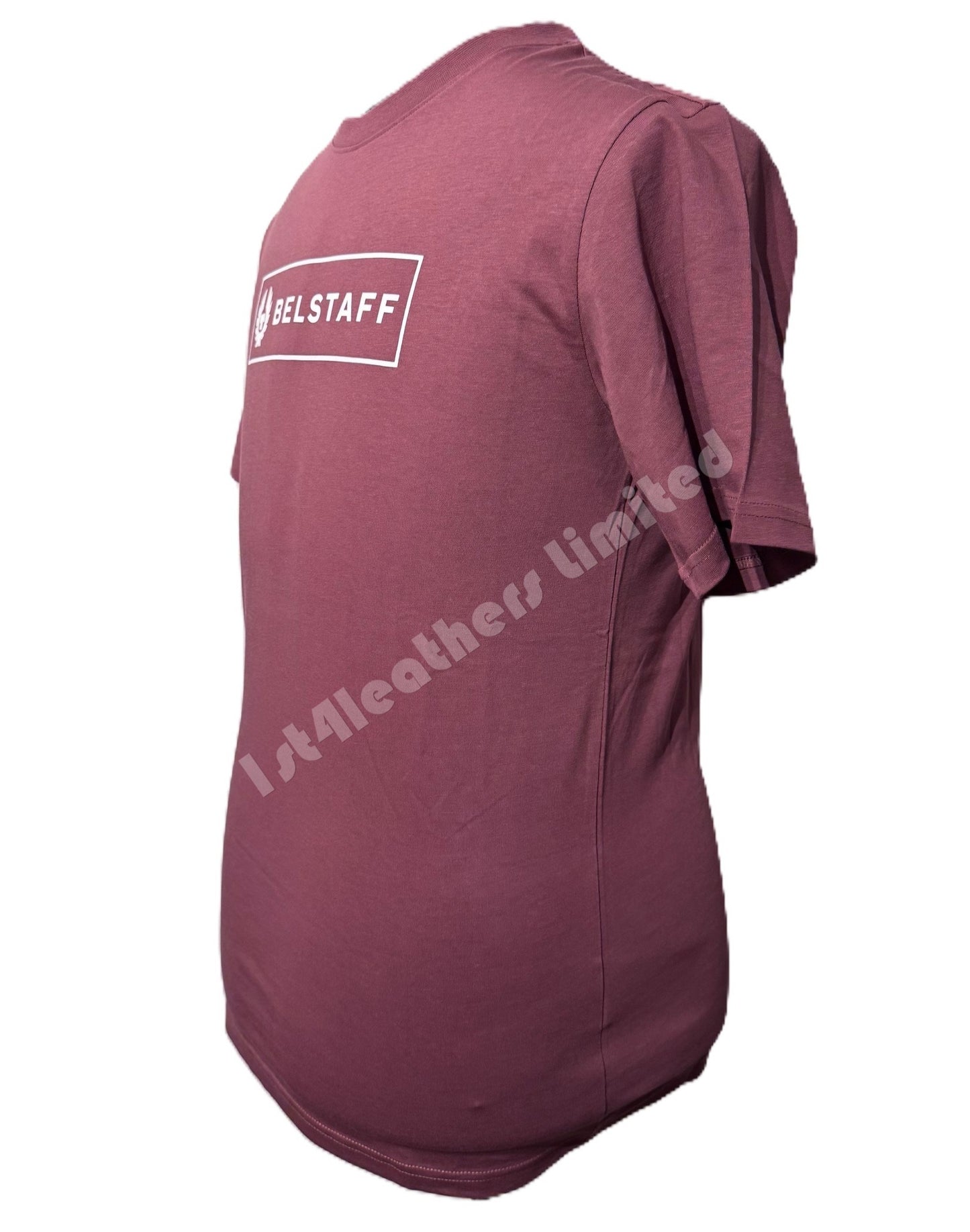 BELSTAFF BOX LOGO COTTON T-SHIRT MULBERRY MEDIUM RRP £60 BNWT