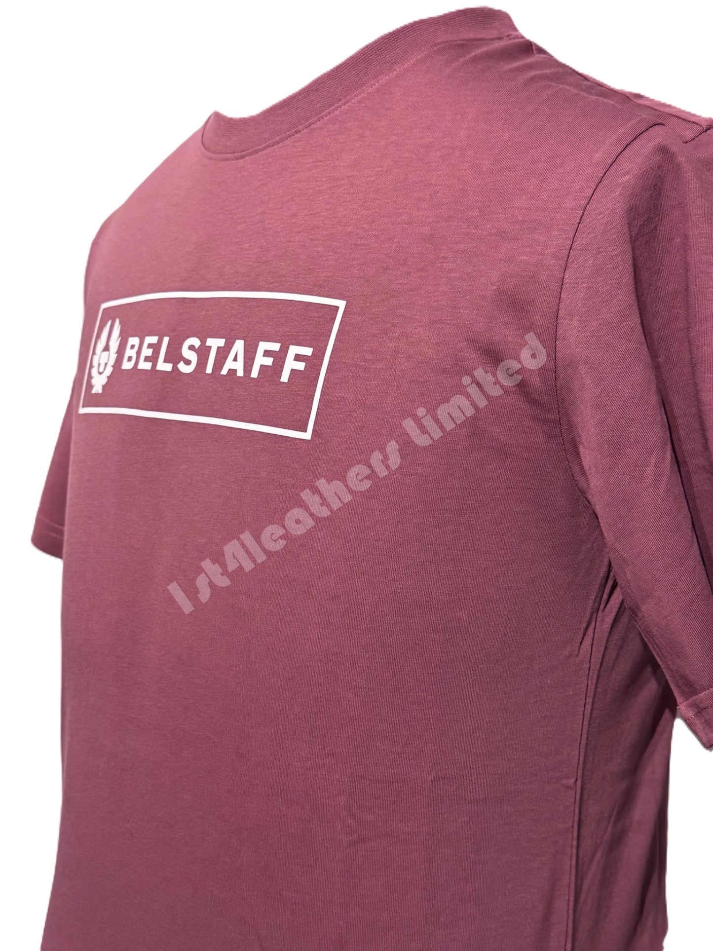 BELSTAFF BOX LOGO COTTON T-SHIRT MULBERRY MEDIUM RRP £60 BNWT